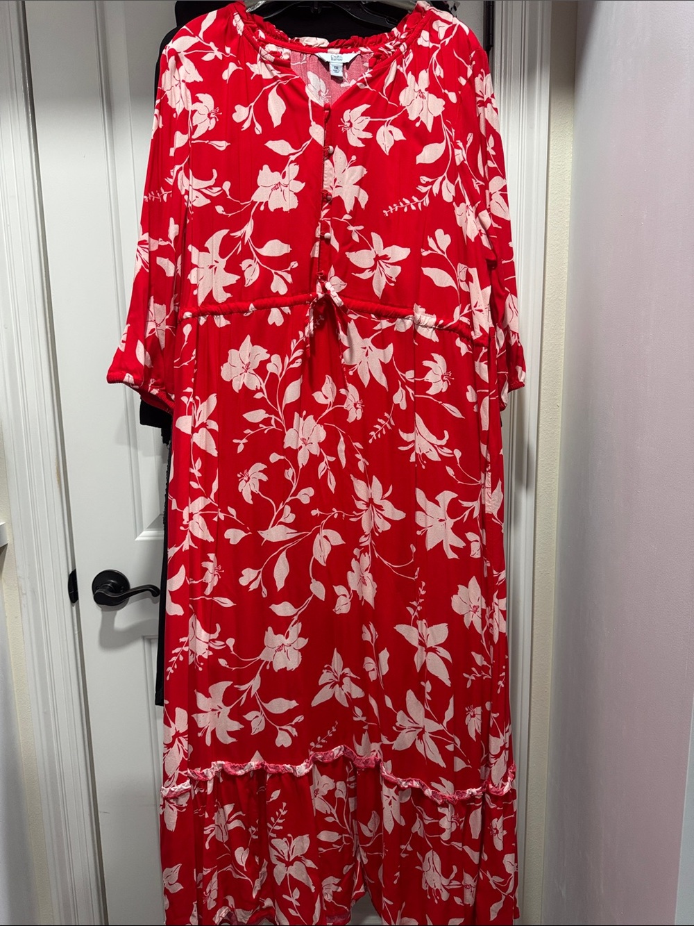 croft & barrow Red and White Floral Maxi Dress